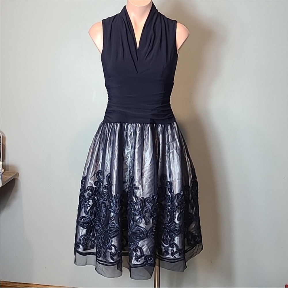 Elegant Navy and Silver Dress